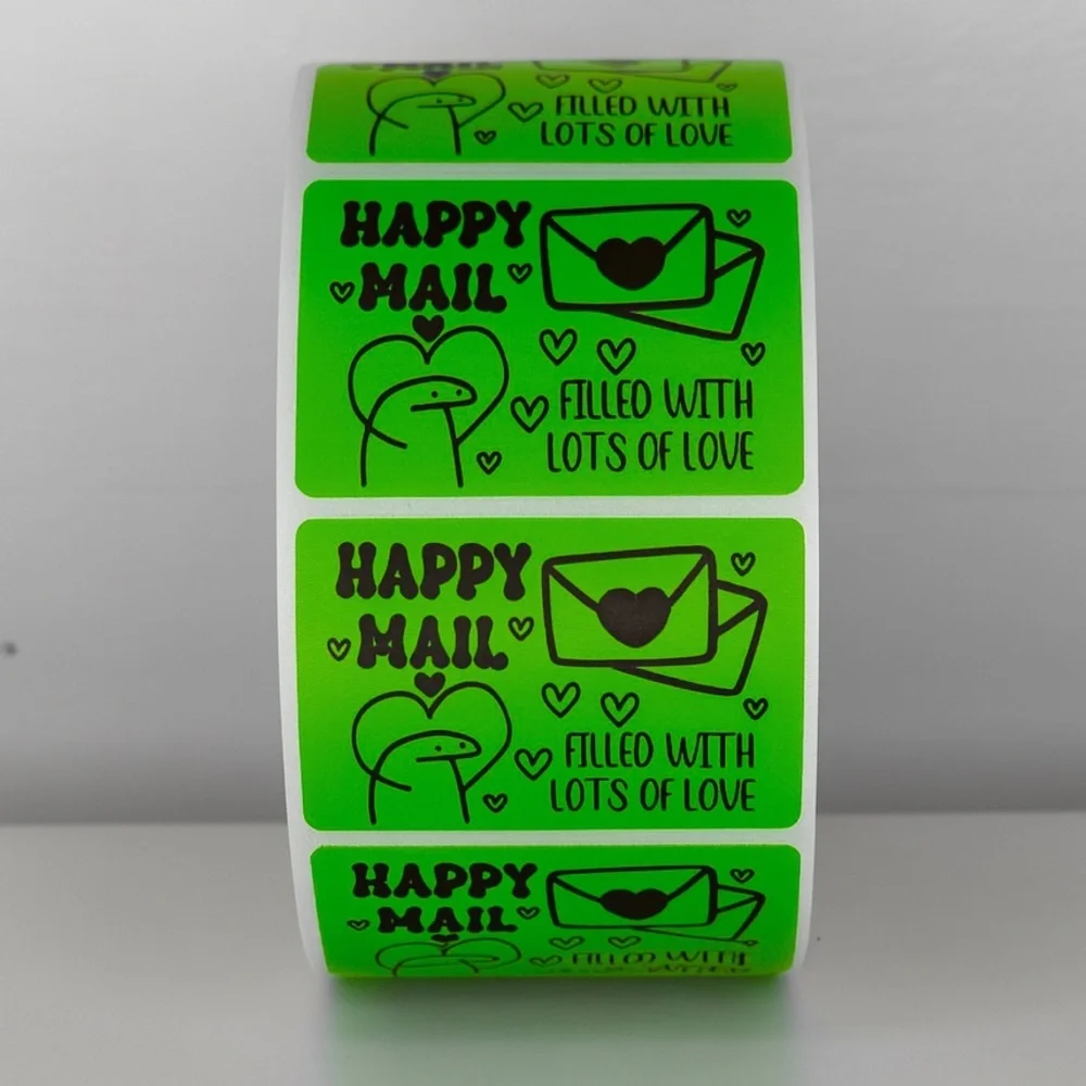 Happy Mail Stickers Filled With Love | Mint Cute Packaging Labels Heart